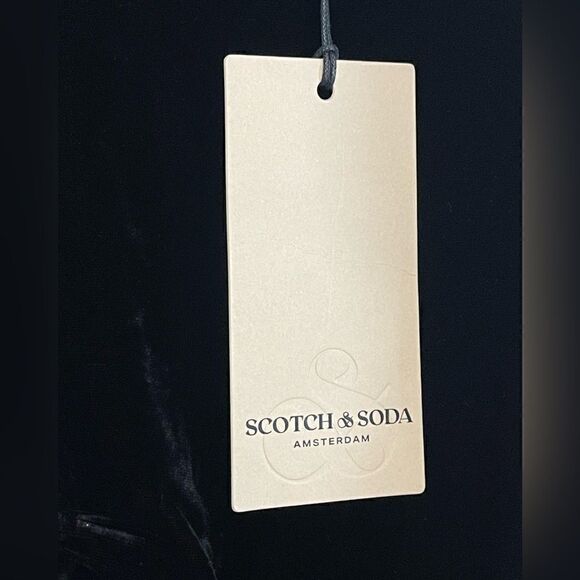 Scotch & Soda Ruched puff-sleeved velvet black top size L. NWT - Picture 5 of 13